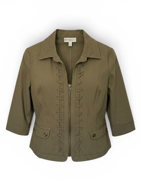 Lana Lee Utility Jacket Olive Green Lace Up Safari Military Y2K Size 12
